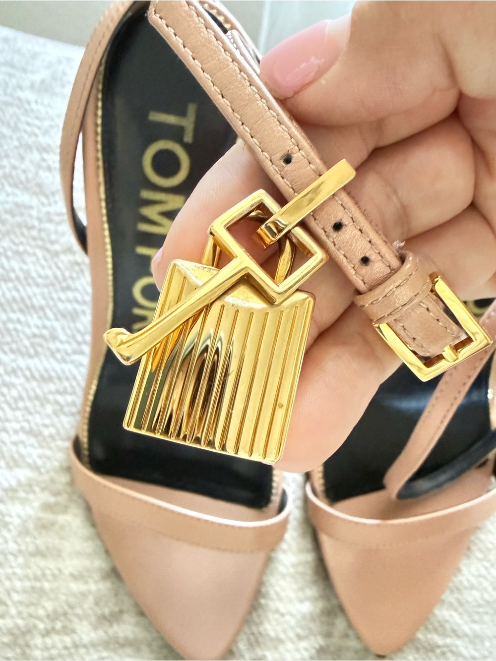 TOM FORD
Lock Stiletto Sandals size 37 color: Flesh - Picture 2 of 14